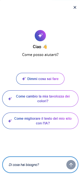 Immagine: finestra di chat dell'assistente di MyWebsite Now.
