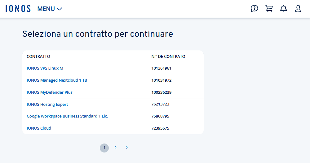 Immagine: selezione del contratto desiderato