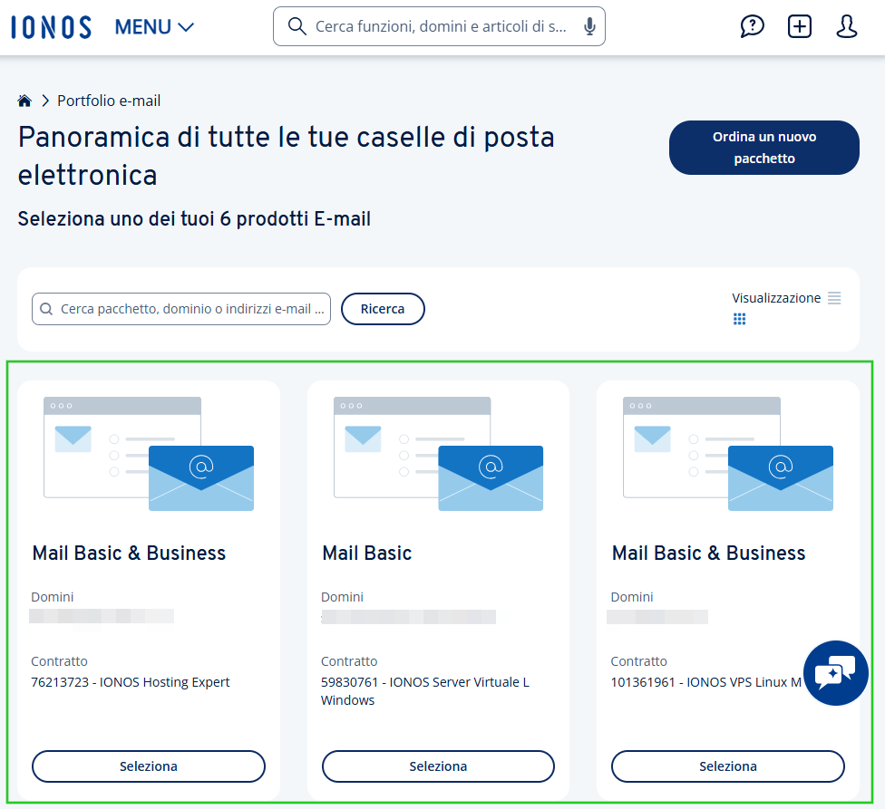 Immagine: riquadri con contratti E-mail.