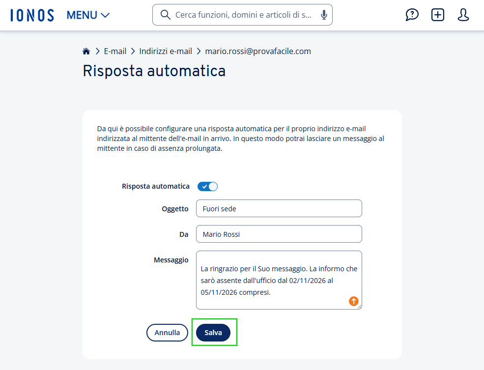 Immagine: pulsante Salva