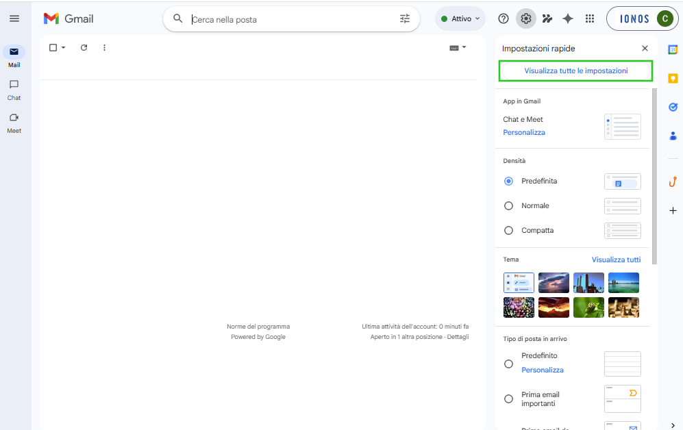 Immagine: pulsante "Visualizza tutte le impostazioni" nell'account Gmail.