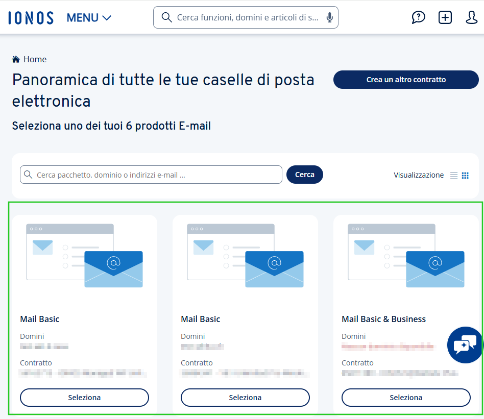 Immagine: riquadri con tre contratti e-mail.