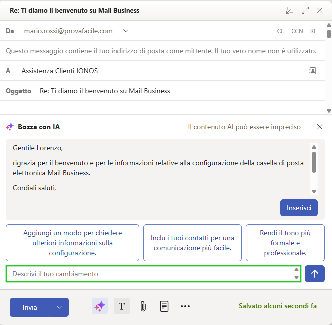 Immagine: campo di inserimento "Descrivi il tuo cambiamento"