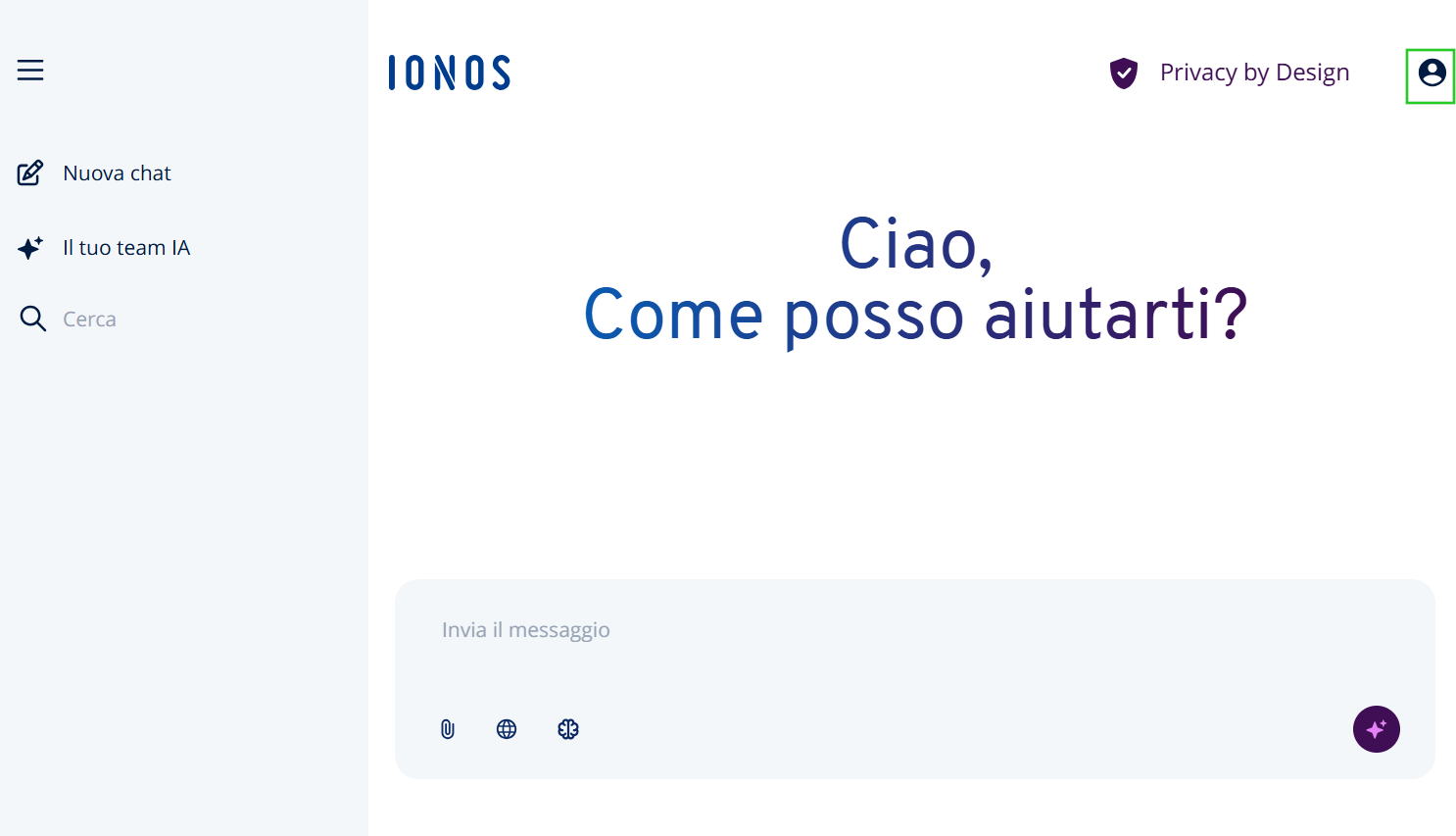 Immagine: Tramite l'icona del profilo nell'angolo in alto a destra accedi al menu per la gestione delle tue Knowledge base.