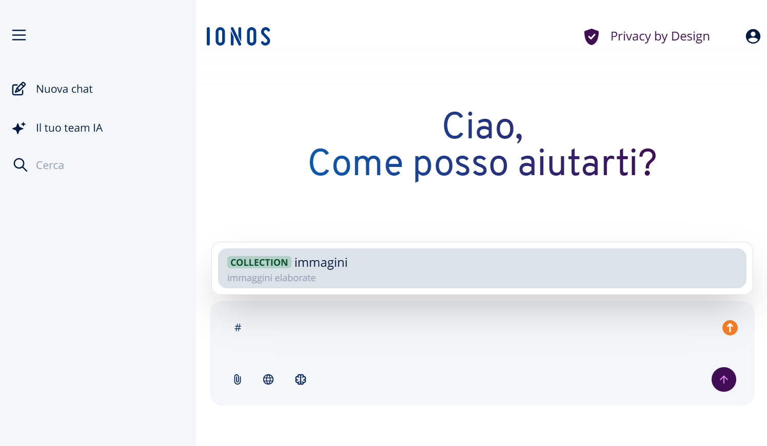 Immagine: Selezione di una Knowledge base nel chat