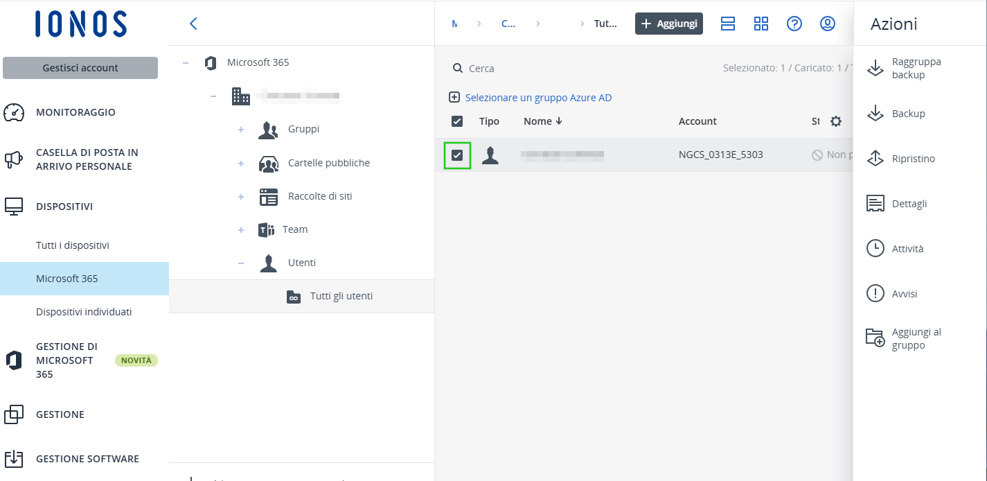Immagine: utente desiderato nell'area Utenti > Tutti gli utenti