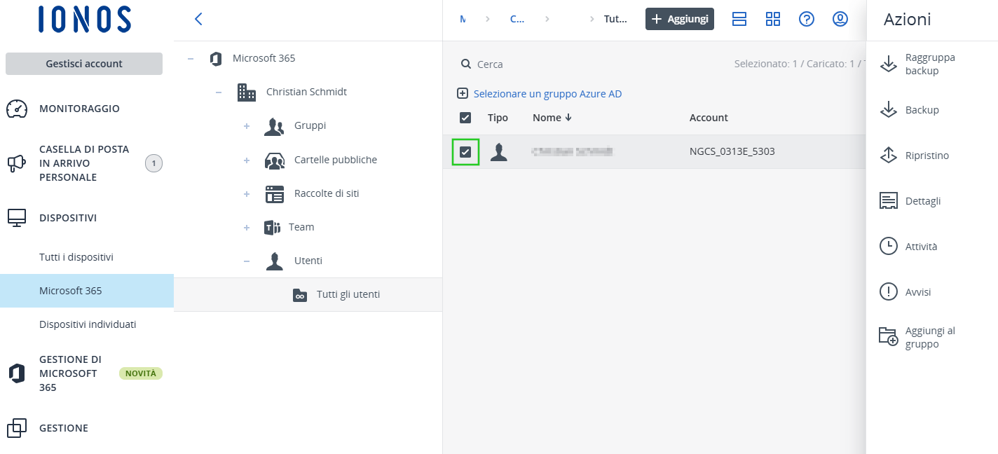 Immagine: utente desiderato nella sezione Utenti > Tutti gli utenti