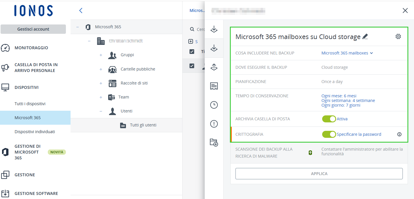 Immagine: piano di protezione per Microsoft 365