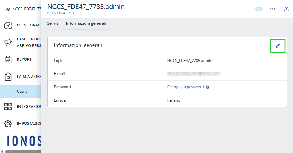 Immagine: icona della matita nella sezione Informazioni generali.