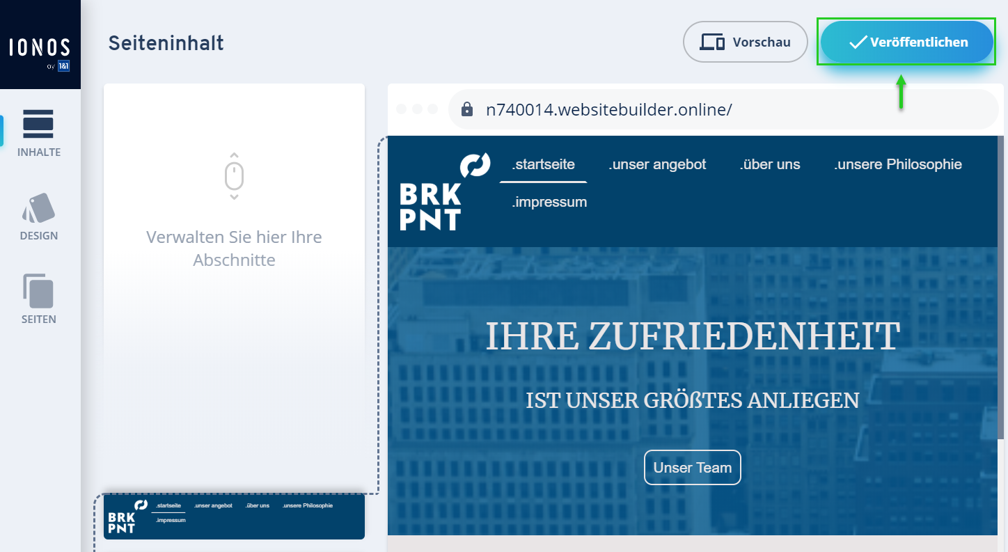Abbildung: Website veröffentlichen