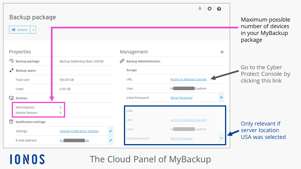 MyDefender IONOS: Cloud Panel