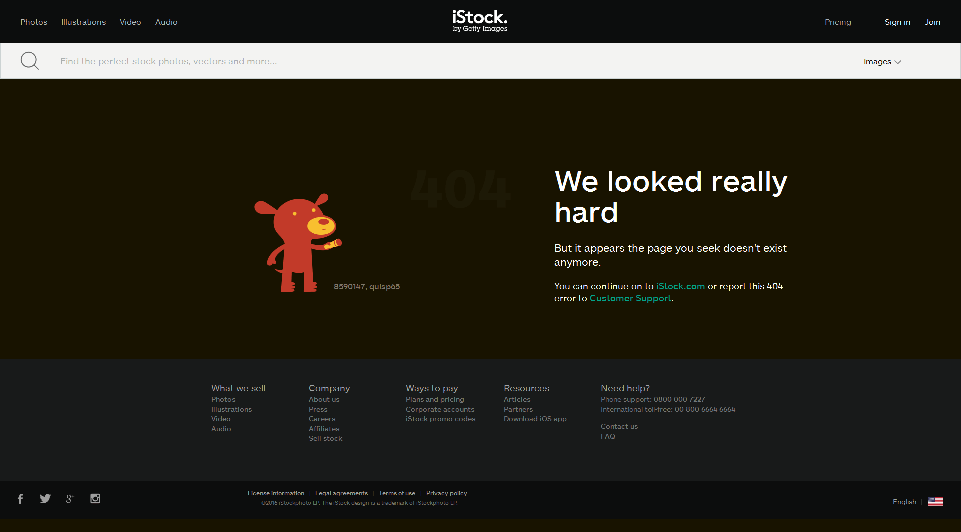 Pagina 404 di iStock