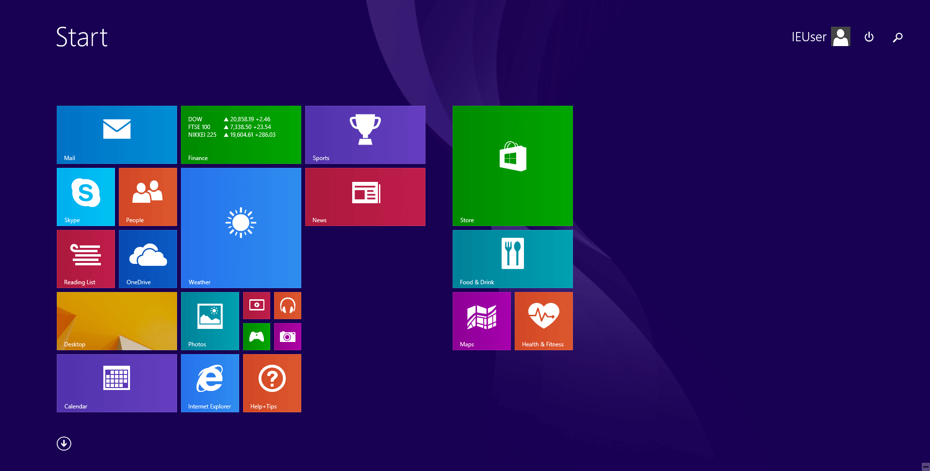 Screenshot dell’interfaccia utente di Windows 8.1 con Modern UI