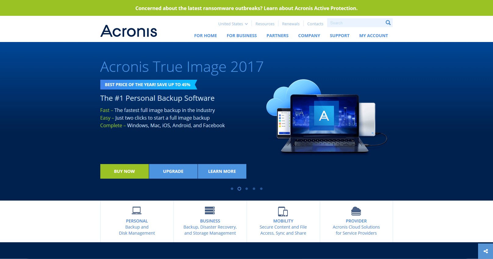 Pagina web del prodotto: Acronis True Image 2017