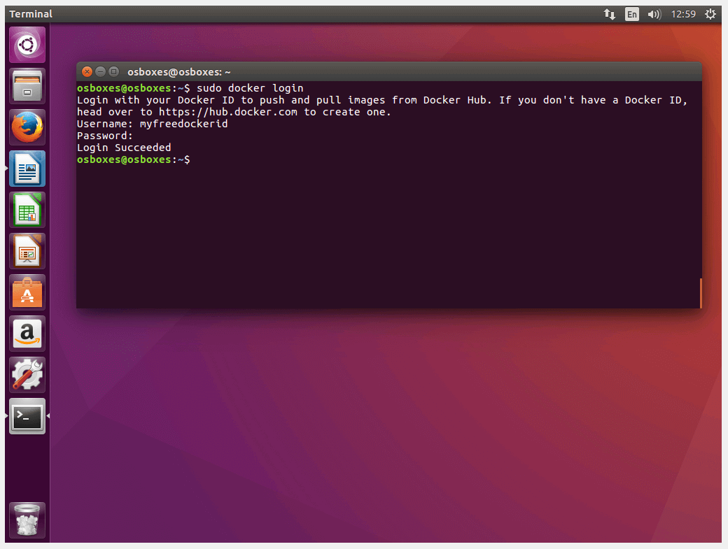 Registrazione al Docker Hub tramite il terminale di Ubuntu