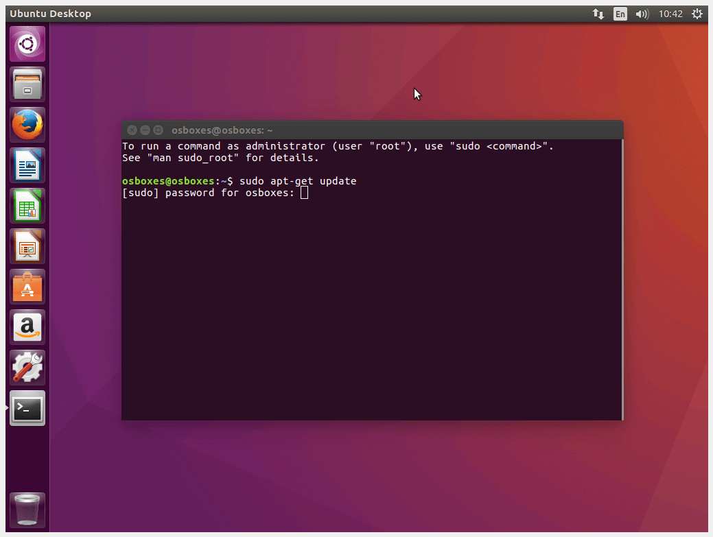 Richiesta della password nel terminale di Ubuntu
