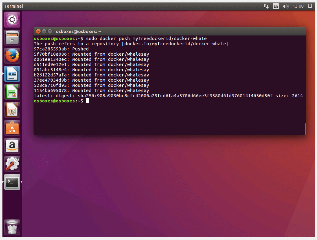 Comunicazione di stato sul terminale di Ubuntu dopo l’upload della Image