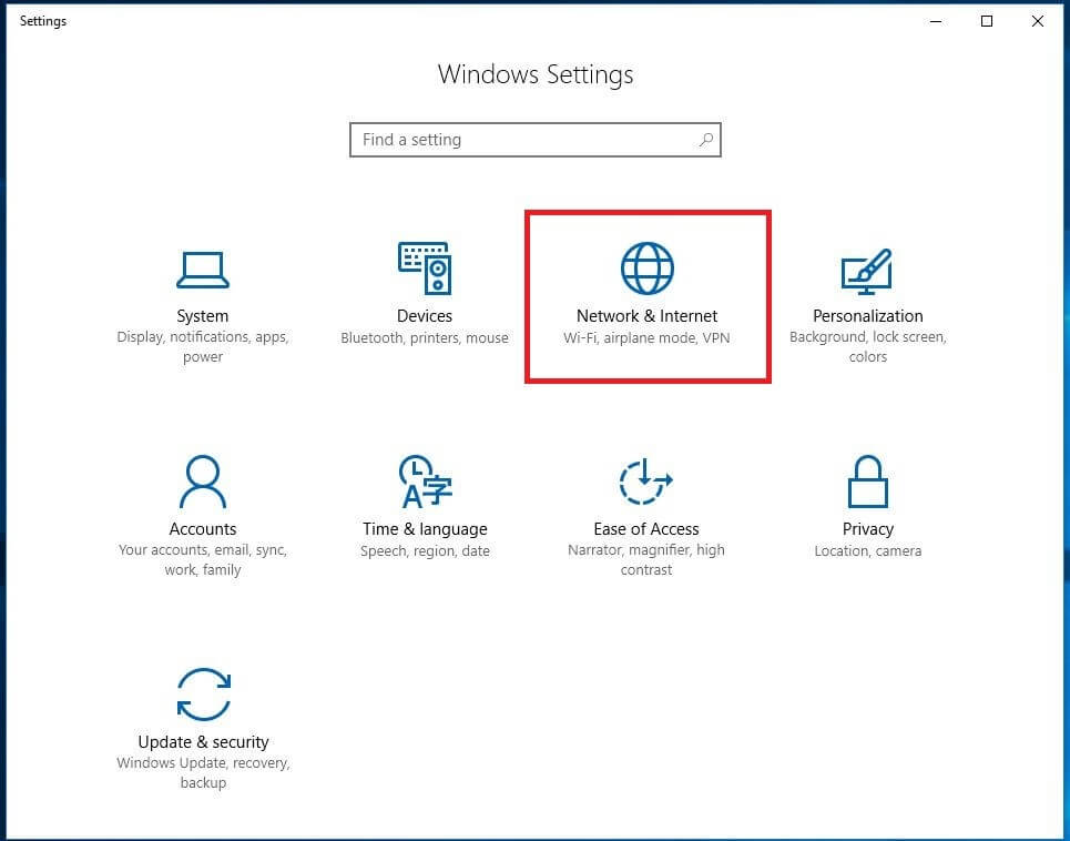 Impostazioni di Windows 10: “Rete e Internet”