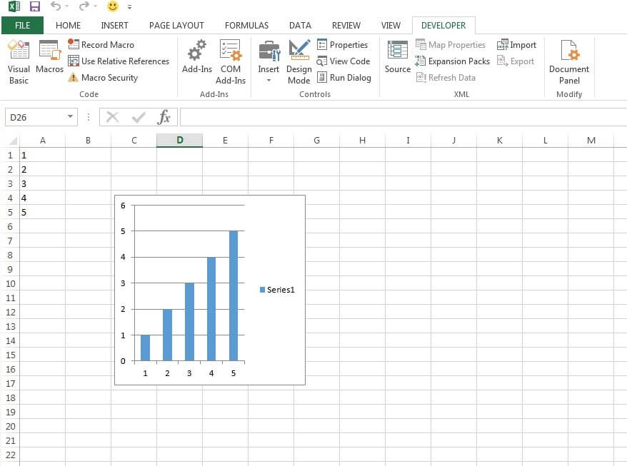 Visualizzazione del grafico a colonne generato dalla macro AssortedTasks su Excel