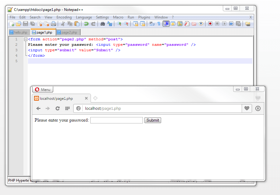 Interfaccia utente del modulo HTML per la richiesta della password
