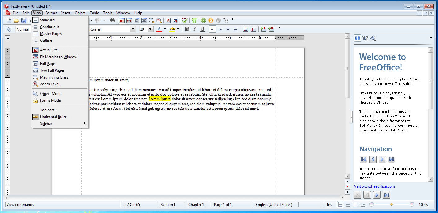 Screenshot di TextMaker facente parte del pacchetto Softmaker FreeOffice