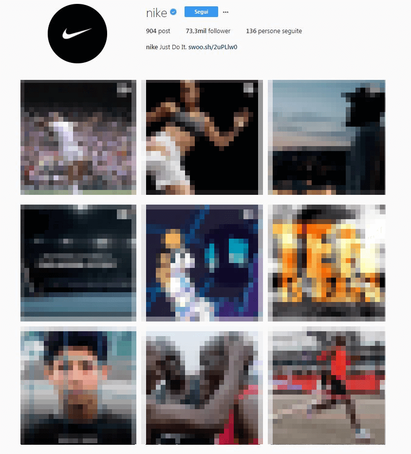 Profilo aziendale di Nike visualizzato dal browser