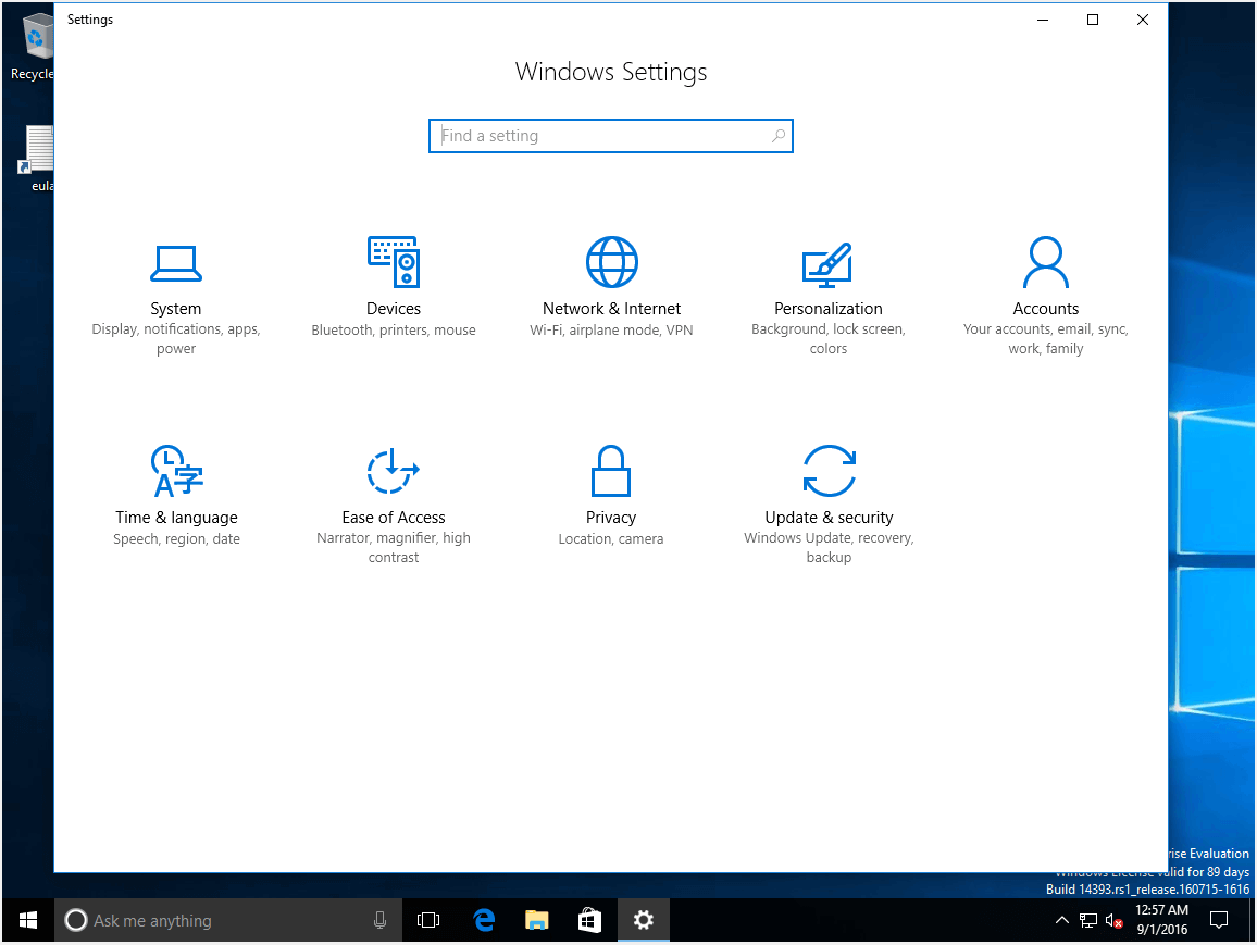 Applicazione per le impostazioni di sistema – Windows 10