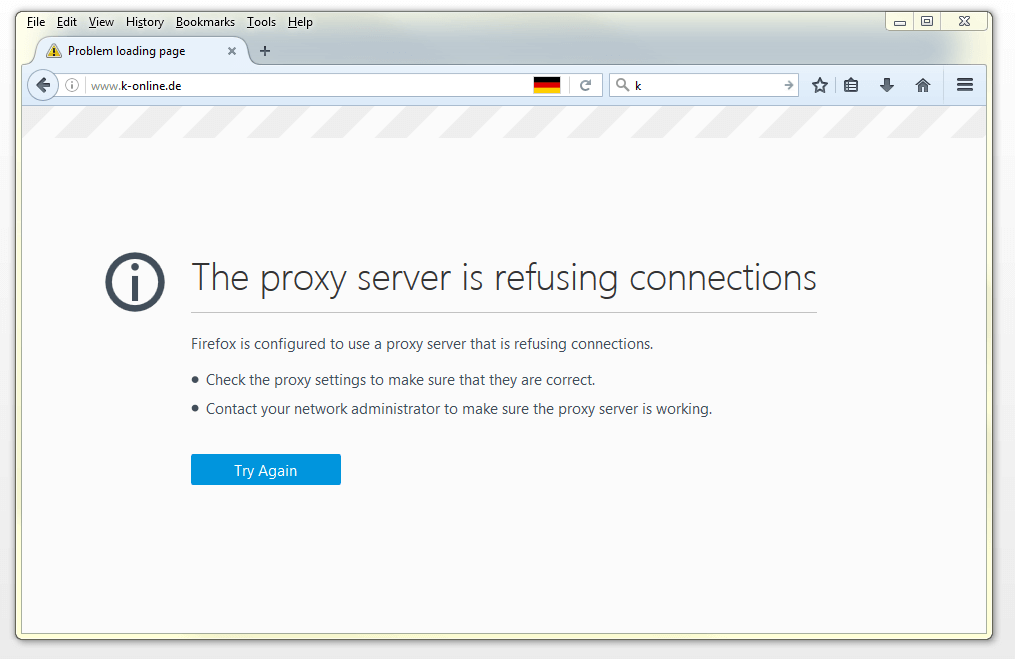Connessione rifiutata dal server proxy