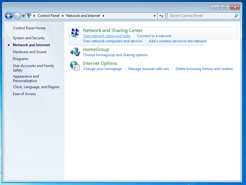Configurazioni della Rete – Windows 7