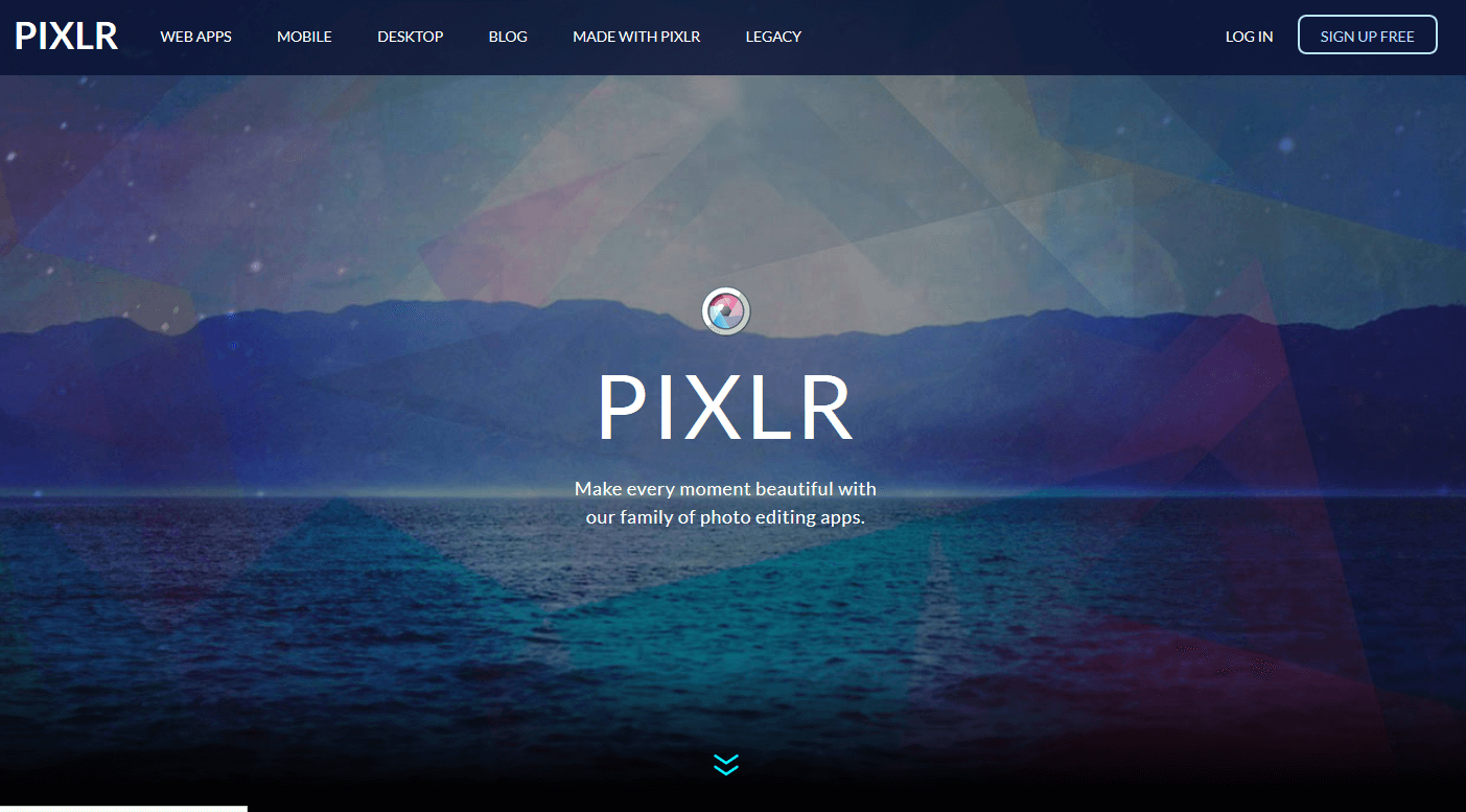 Homepage di Pixlr