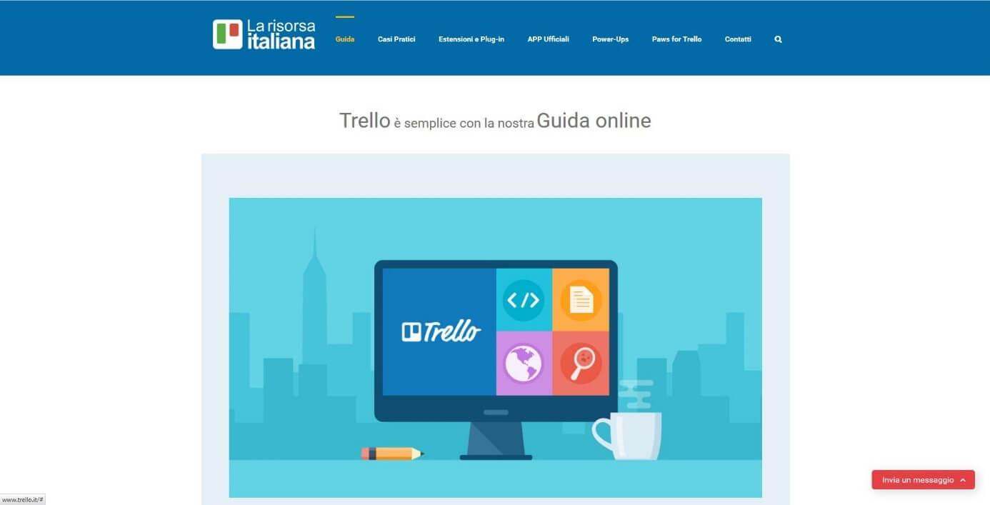 Screenshot della versione italiana del sito web di Trello