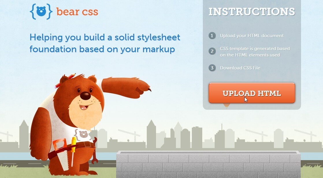 Screenshot della homepage di http://bearcss.com/