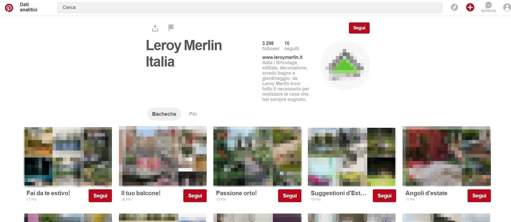 Profilo Pinterest di Leroy Merlin Italia