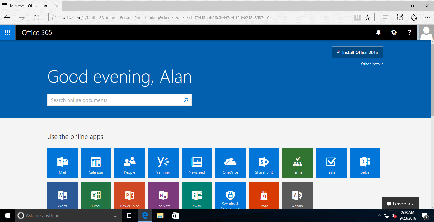 Interfaccia grafica di Microsoft 365