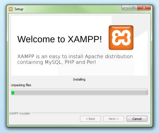 Inizio dell’installazione vera e propria di XAMPP