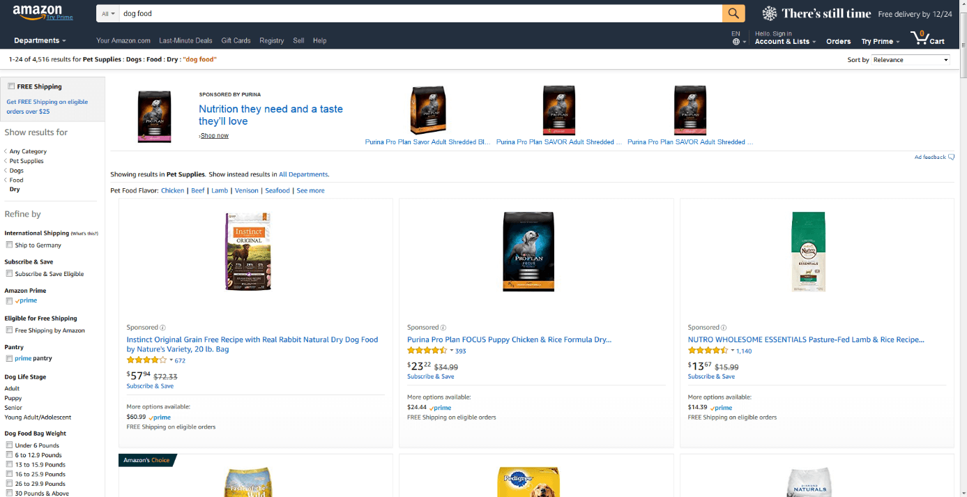 Risultati di ricerca sponsorizzati su Amazon.com
