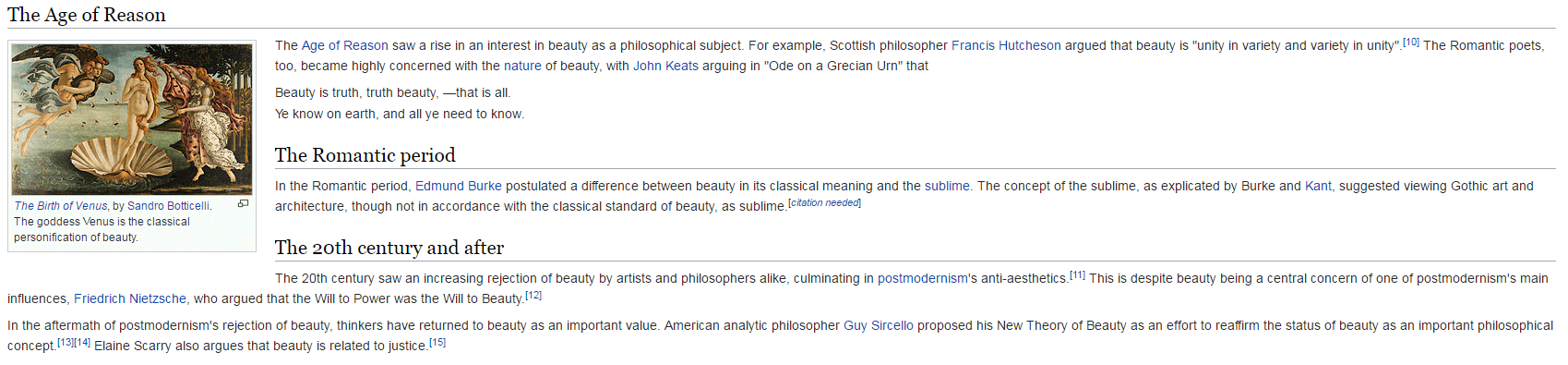 Estratto dell’articolo originario di Wikipedia sul tema della bellezza (“Beauty”)
