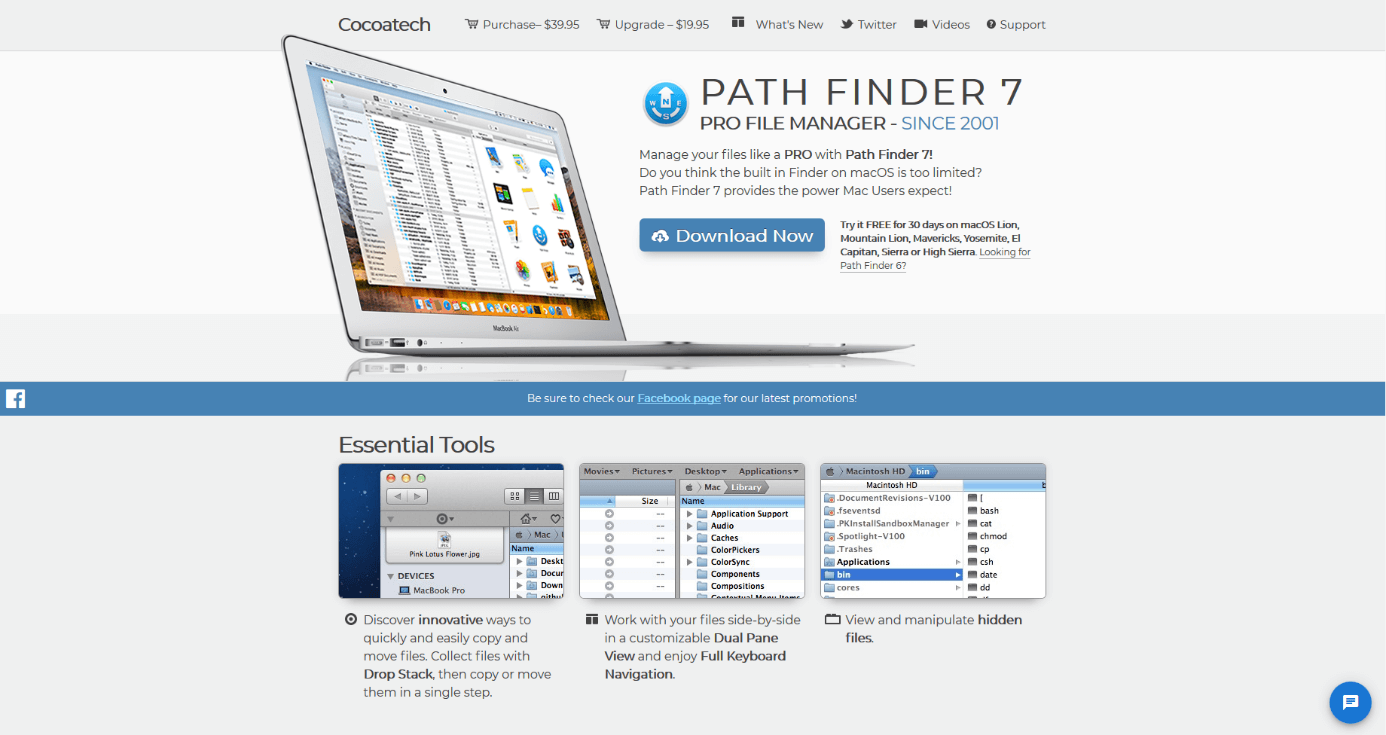 La pagina prodotto del file manager per macOS Path Finder 7