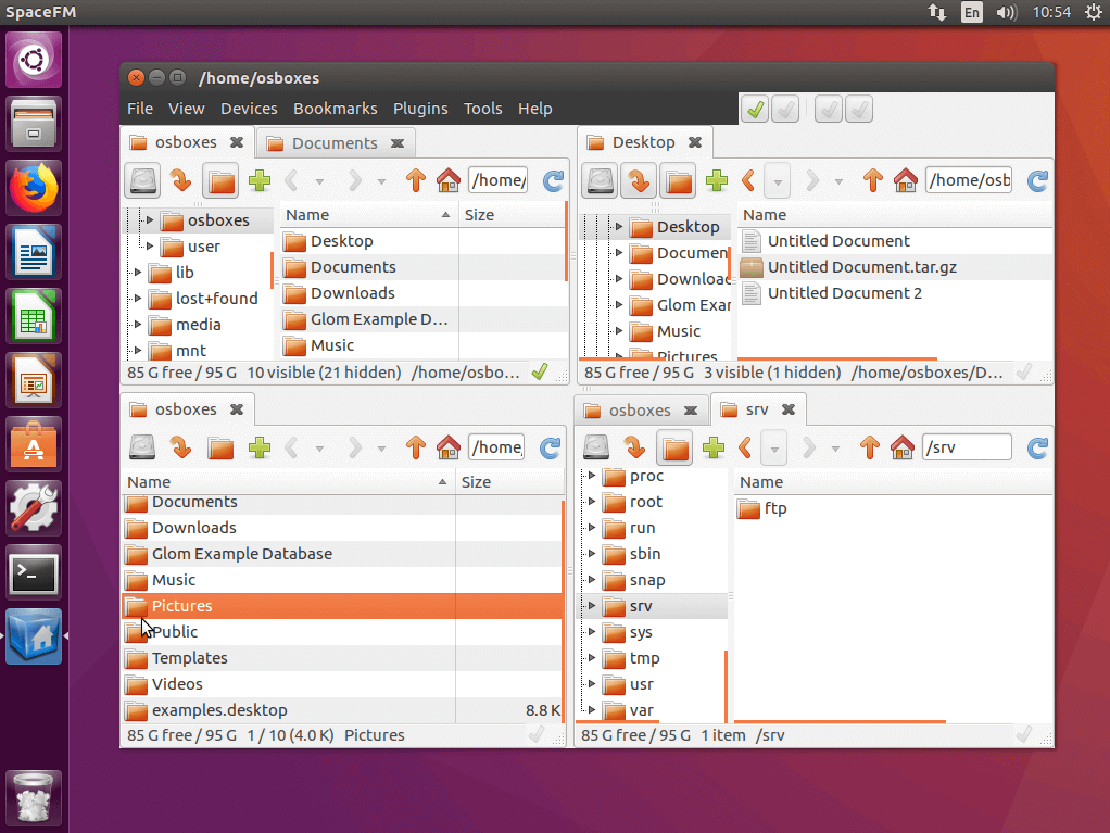 L’interfaccia utente del file manager per Linux SpaceFM