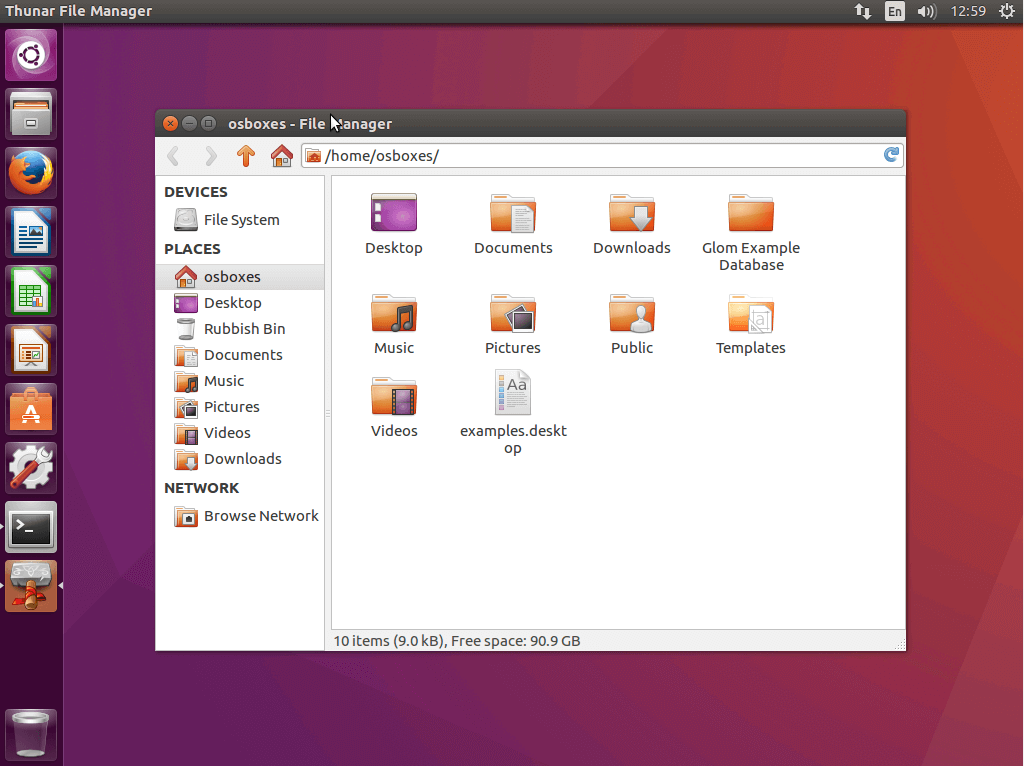 L’interfaccia utente del file manager per Linux Thunar
