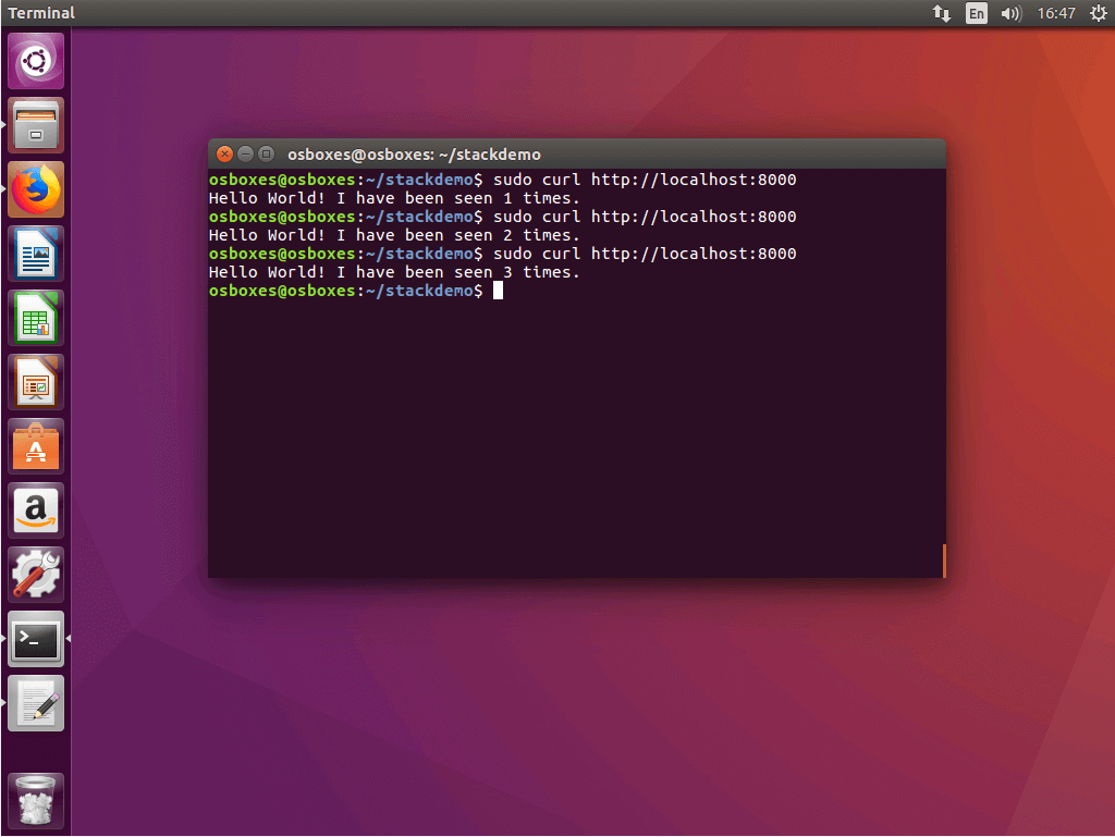 Il comando “curl” nel terminale Ubuntu