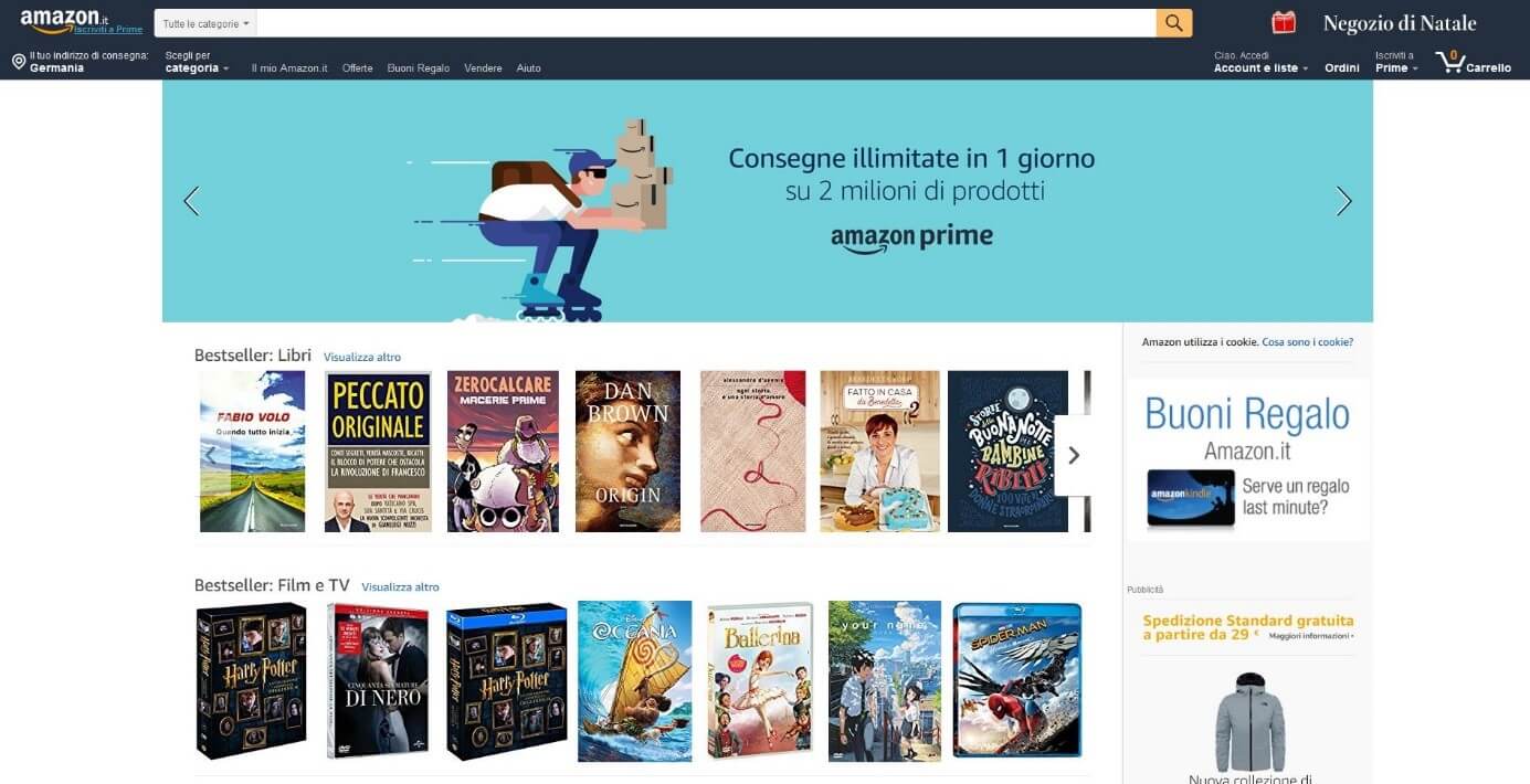Homepage di Amazon
