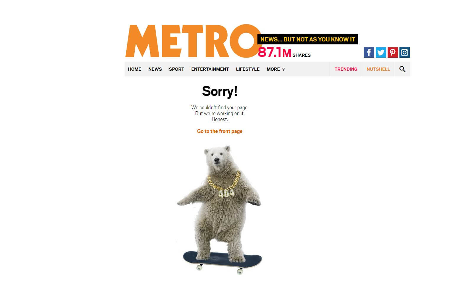 Errore 404 di Metro