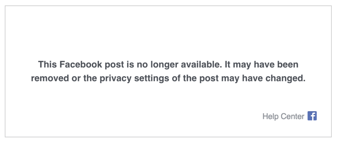 Messaggio di errore su Facebook: “Il contenuto non è più disponibile“