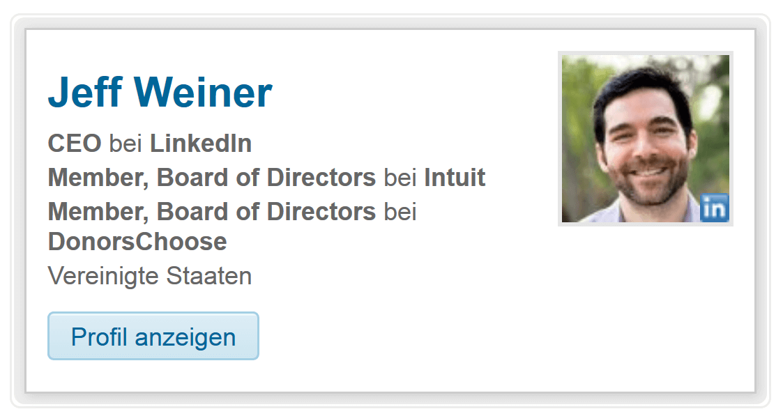 Il widget del profilo dei membri di LinkedIn