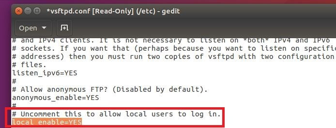 Server FTP su Ubuntu: configurazione dei permessi degli utenti locali