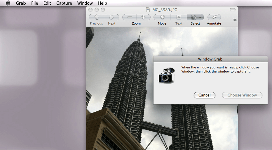 Funzione per scattare uno screenshot di una finestra attraverso il software Istantanea