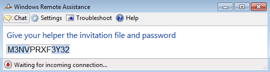 : Finestra di dialogo di Windows con la richiesta di comunicare la password scelta all’assistente designato