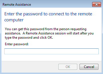 Finestra di dialogo di Windows in inglese con la richiesta di digitare la password nel campo testuale