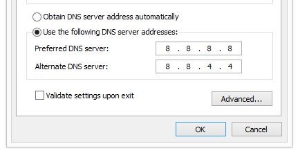 Impostazioni del server DNS su Windows